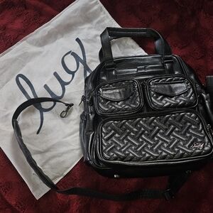 NWOT Lug Black Mini Puddle Jumper Backpack And Tote, Vegan Leather